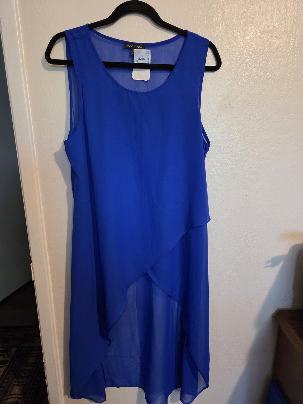 Monroe & Main Cobalt Blue Layered Chiffon Sleeveless Dress